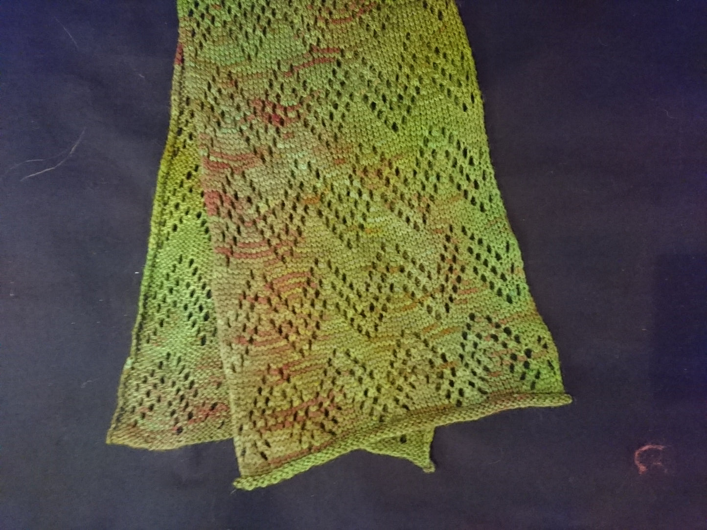 Green Lace Accented Knitted Scarf