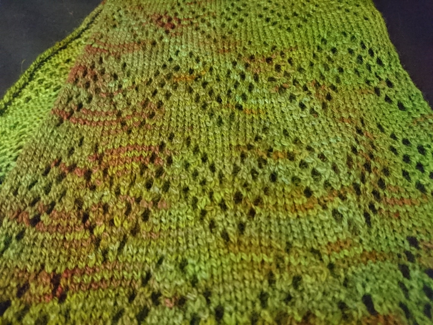 Green Lace Accented Knitted Scarf