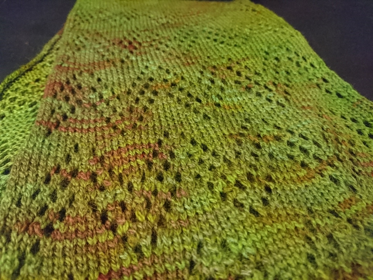 Green Lace Accented Knitted Scarf