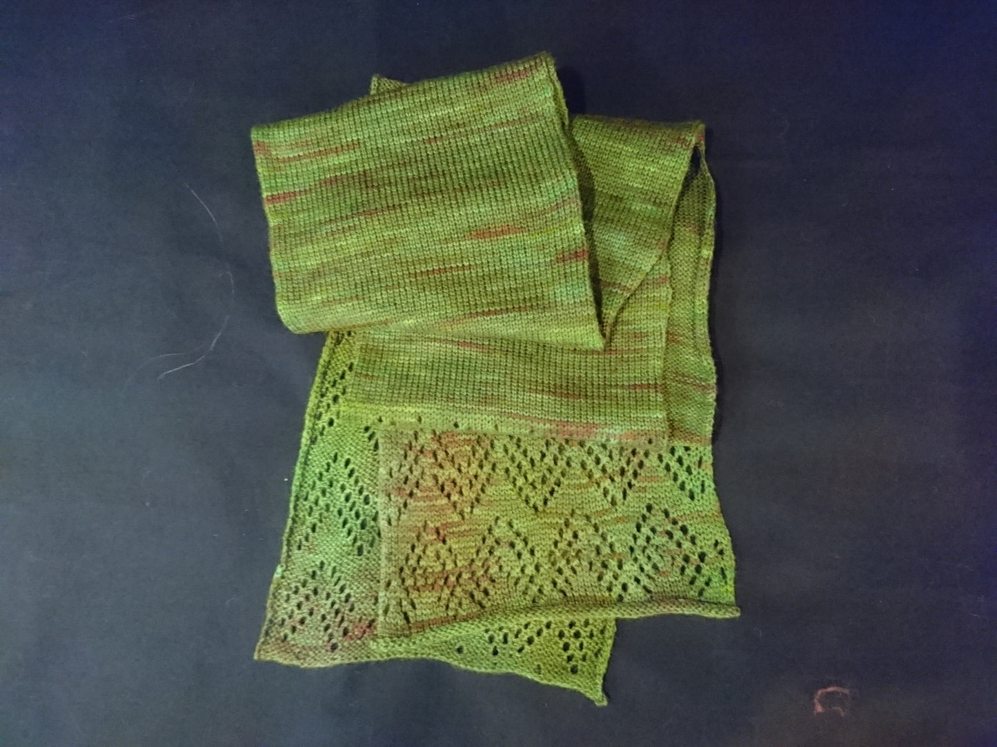 Green Lace Accented Knitted Scarf