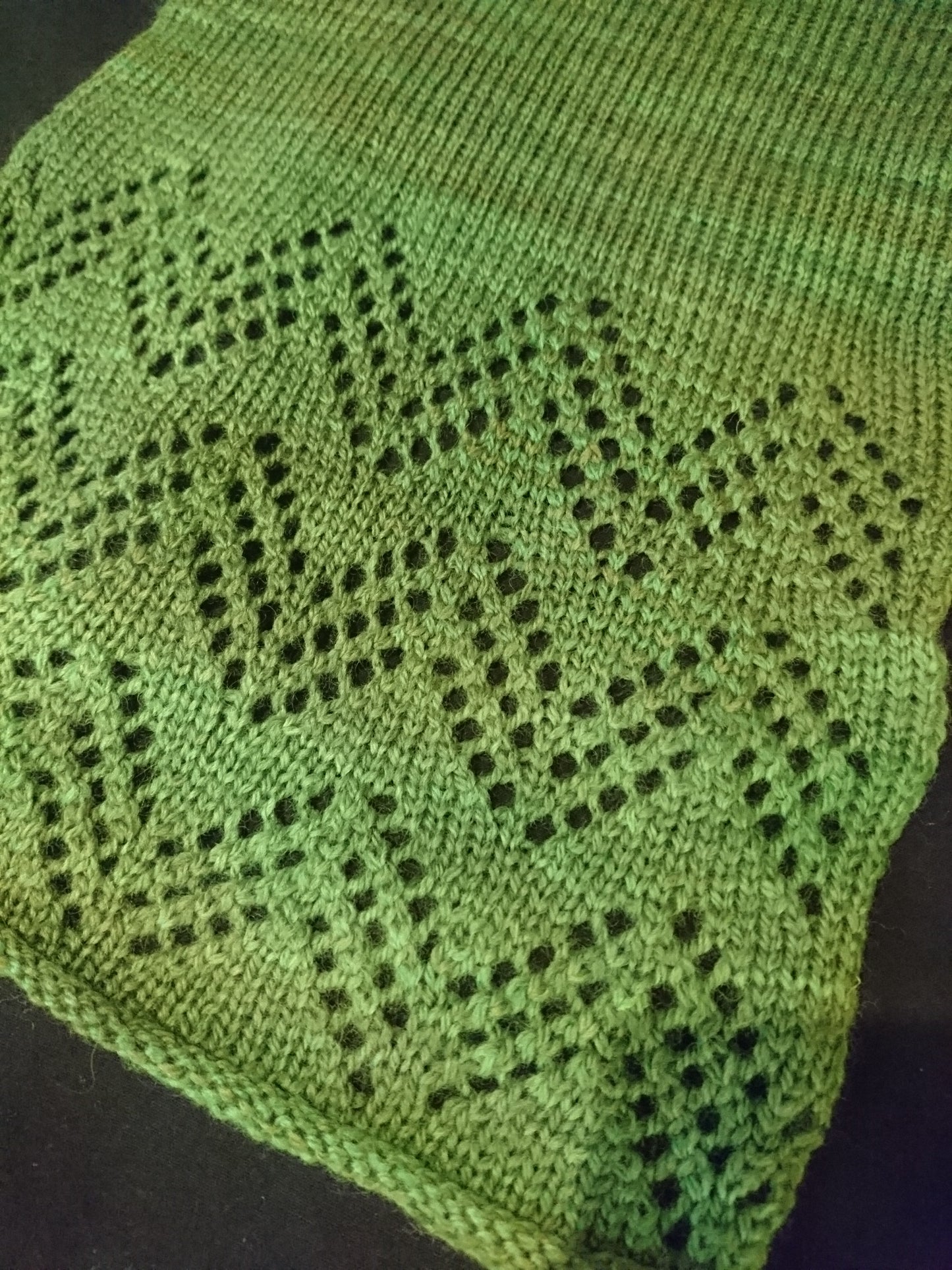 Green Lace Accented Knitted Scarf